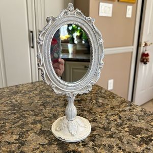 White Iron Small Distressed Vanity Mirror
